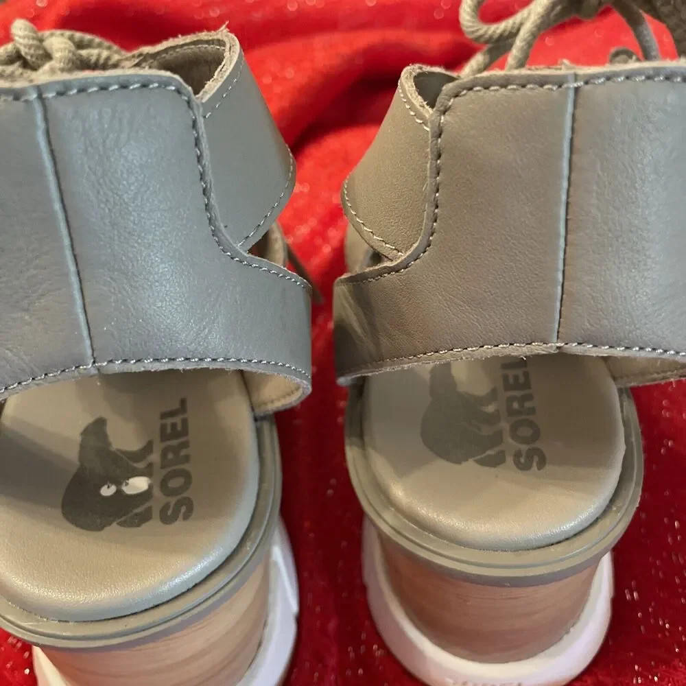 Sorel Platform Sandals Gladiator Lace Up Womens Sandal Size U.S.A 8.5 Gray